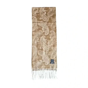 Cejon Beige Tan Paisley 100% Acrylic Scarf Shawl Fringe Made In Italy Winter